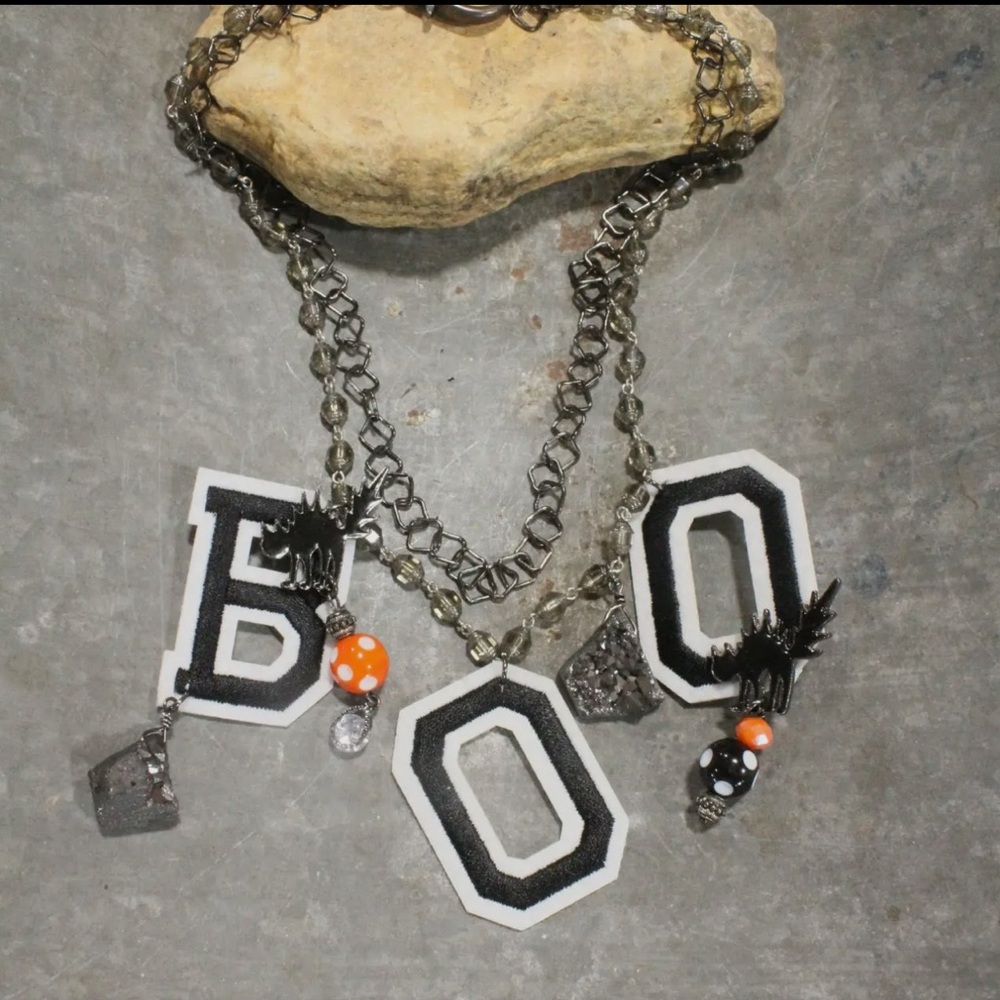 'BOO' Layered Necklace with Charms